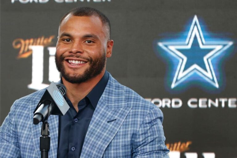 Dak Prescott talks walking boot and new contract with media